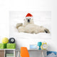 Polar Bear Wearing Santa Hat Lying On Its Back In Snow At Churchill Wall Mural