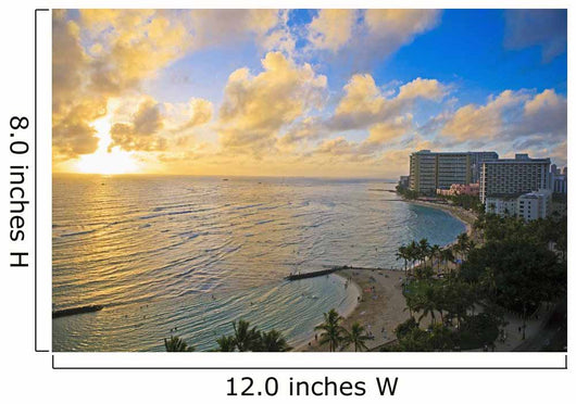 View of the Pacific Ocean and Waikiki Beach during sunset Wall Mural