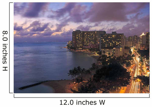 Hawaii, Oahu, Waikiki, View of Waikiki at night Wall Mural