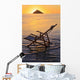 Hawaii, Lanikai, Empty beach chair at sunset Wall Mural