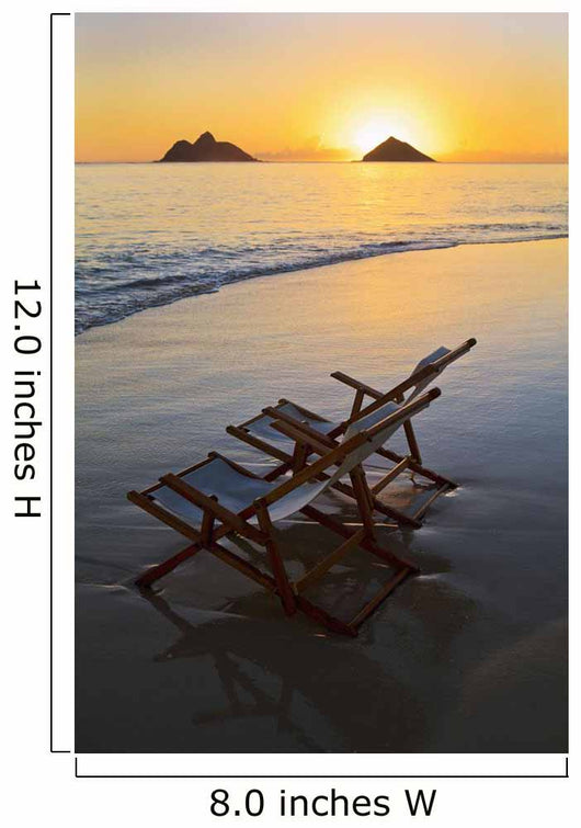 Hawaii, Lanikai, Empty beach chair at sunset Wall Mural