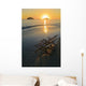 Hawaii, Lanikai, Pair of empty beach chairs at sunset Wall Mural