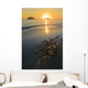 Hawaii, Lanikai, Pair of empty beach chairs at sunset Wall Mural
