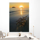 Hawaii, Lanikai, Pair of empty beach chairs at sunset Wall Mural