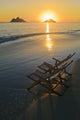 Hawaii, Lanikai, Pair of empty beach chairs at sunset Wall Mural