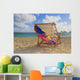 A lounge chair on the white sandy beach of Lanikai Wall Mural