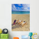 Two lounge chairs on the white sandy beach of Lanikai Wall Mural