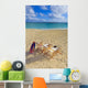 Two lounge chairs on the white sandy beach of Lanikai Wall Mural