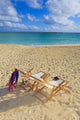 Two lounge chairs on the white sandy beach of Lanikai Wall Mural