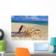 Two lounge chairs on the white sandy beach of Lanikai Wall Mural