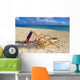 Two lounge chairs on the white sandy beach of Lanikai Wall Mural