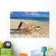 Two lounge chairs on the white sandy beach of Lanikai Wall Mural