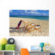 Two lounge chairs on the white sandy beach of Lanikai Wall Mural