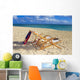 Two lounge chairs on the white sandy beach of Lanikai Wall Mural