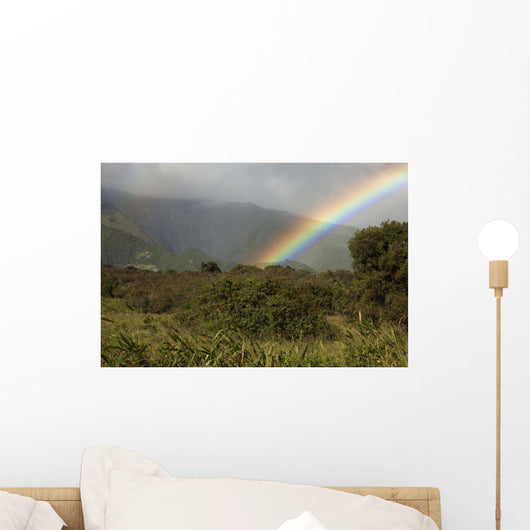 Hawaii, Maui, A rainbow over the lush Kaupo Gap Wall Mural