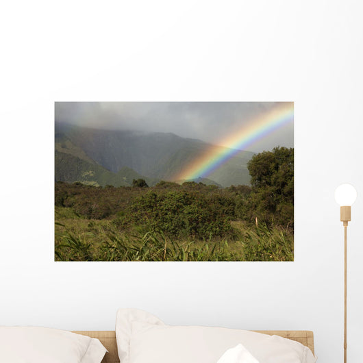 Hawaii, Maui, A rainbow over the lush Kaupo Gap Wall Mural