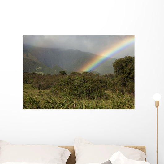 Hawaii, Maui, A rainbow over the lush Kaupo Gap Wall Mural
