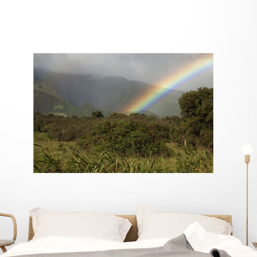 Hawaii, Maui, A rainbow over the lush Kaupo Gap Wall Mural