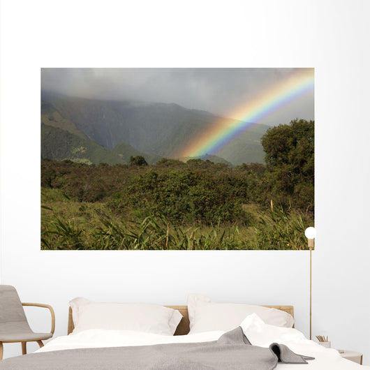Hawaii, Maui, A rainbow over the lush Kaupo Gap Wall Mural