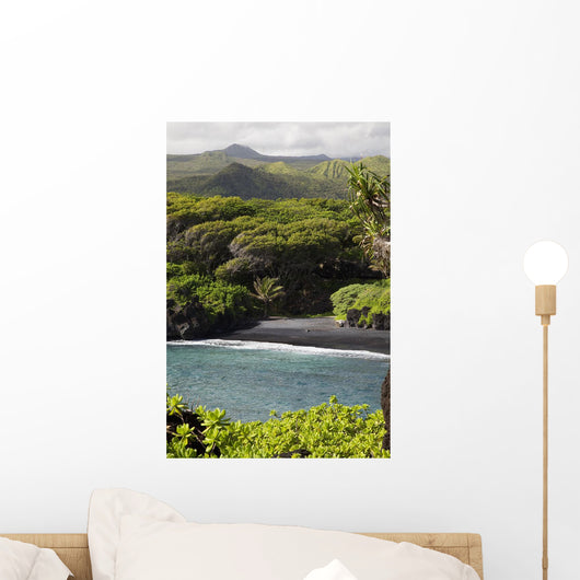 Hawaii, Maui, Hana, The Black Sand Beach of Waianapanapa Wall Mural