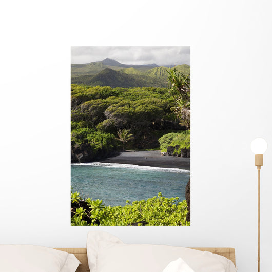 Hawaii, Maui, Hana, The Black Sand Beach of Waianapanapa Wall Mural