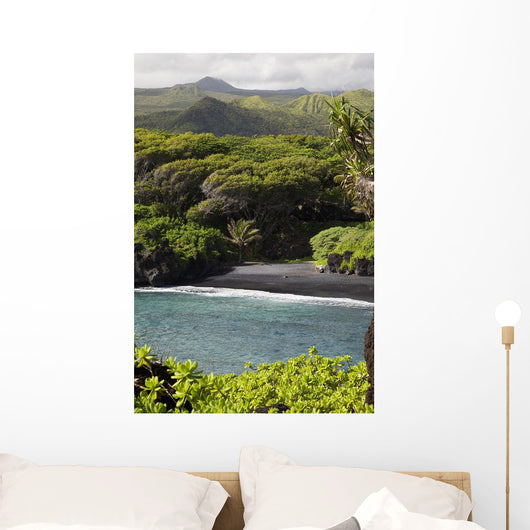 Hawaii, Maui, Hana, The Black Sand Beach of Waianapanapa Wall Mural