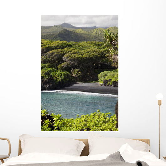 Hawaii, Maui, Hana, The Black Sand Beach of Waianapanapa Wall Mural