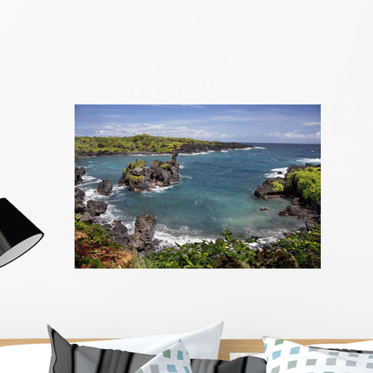 Hawaii, Maui, Hana, View of the Waianapanapa coastline Wall Mural