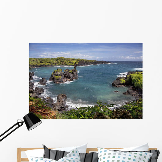 Hawaii, Maui, Hana, View of the Waianapanapa coastline Wall Mural