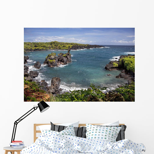 Hawaii, Maui, Hana, View of the Waianapanapa coastline Wall Mural