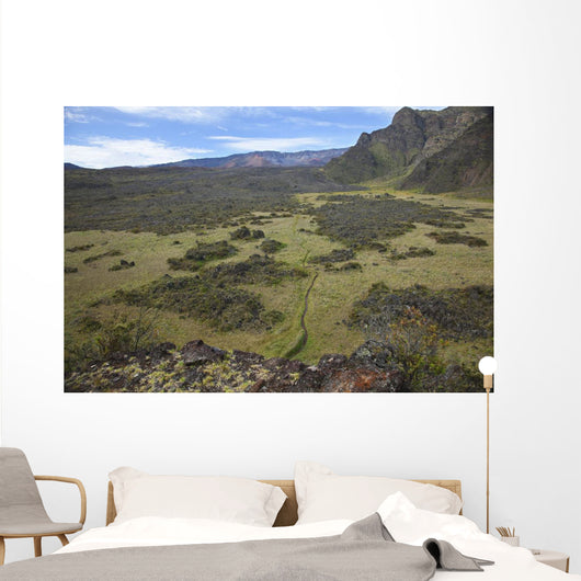 Hawaii, Maui, Haleakala, The hiking trail through the Volcanic Crater Wall Mural