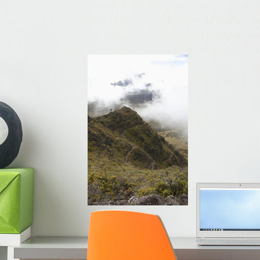 Hawaii, Maui, Haleakala Switchbacks through clouds Wall Mural