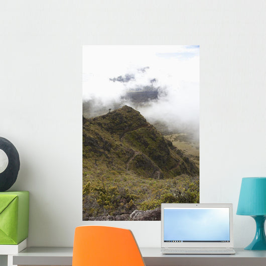 Hawaii, Maui, Haleakala Switchbacks through clouds Wall Mural
