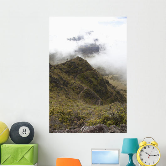 Hawaii, Maui, Haleakala Switchbacks through clouds Wall Mural