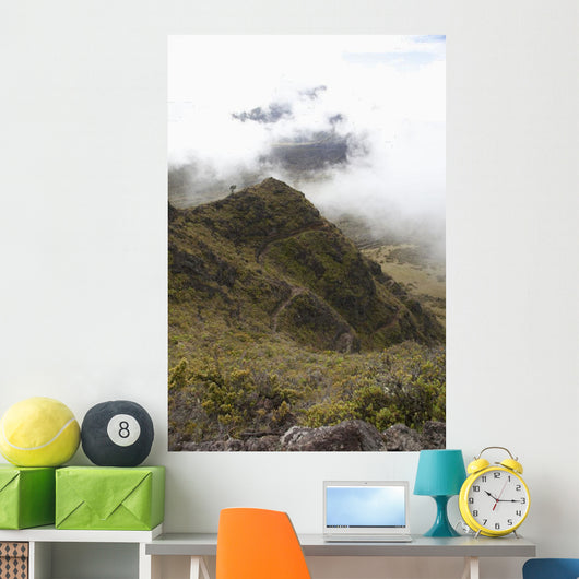 Hawaii, Maui, Haleakala Switchbacks through clouds Wall Mural