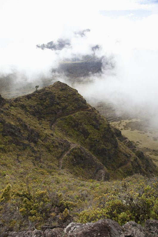 Hawaii, Maui, Haleakala Switchbacks through clouds Wall Mural