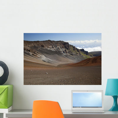 Mountain and Dirt Crater's Wall Mural shown on a wall