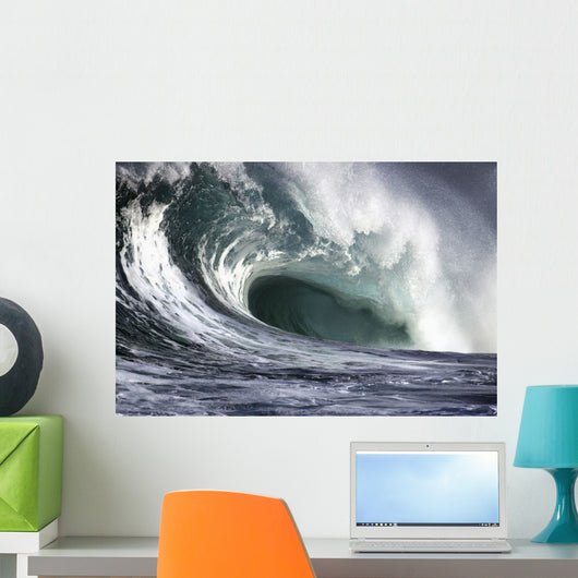 Hawaii, Big powerful wave break Wall Mural