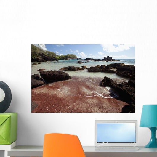 Hawaii, Maui, Hana, A sunny view of Koki Beach on a calm day Wall Mural