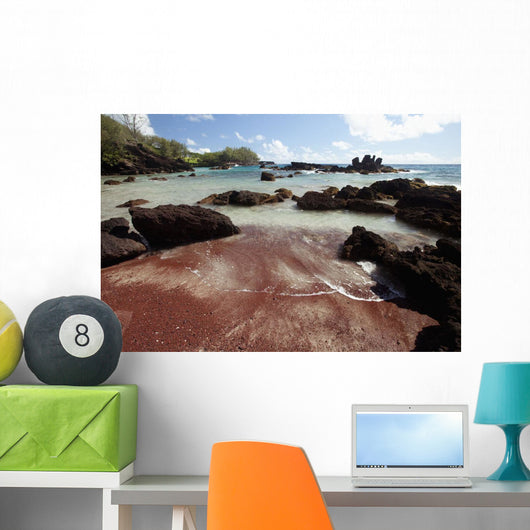 Hawaii, Maui, Hana, A sunny view of Koki Beach on a calm day Wall Mural