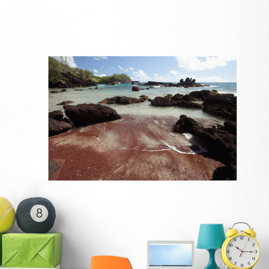 Hawaii, Maui, Hana, A sunny view of Koki Beach on a calm day Wall Mural