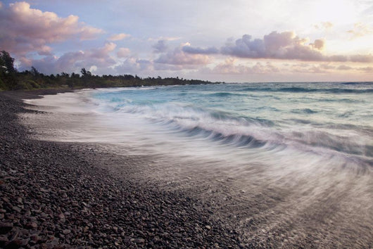 Hawaii, Maui, Hana, Dramatic seascape of Hana's black sand beach Wall Mural