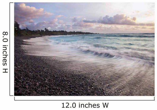 Hawaii, Maui, Hana, Dramatic seascape of Hana's black sand beach Wall Mural