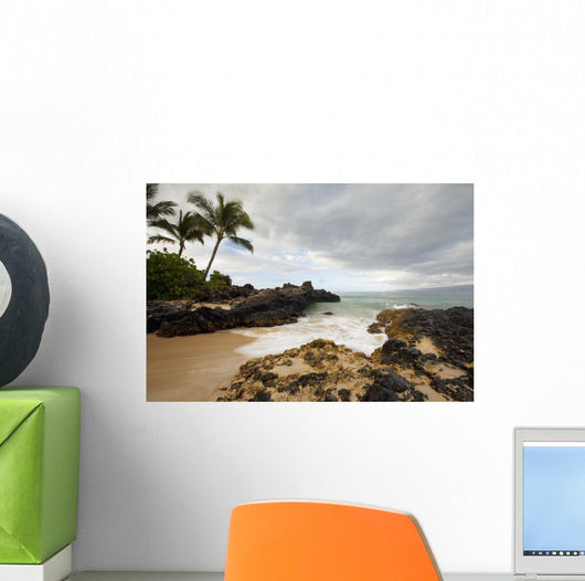 Hawaii, Maui, Makena Cove, Tropical beach and palm trees Wall Mural
