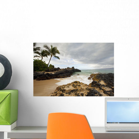 Hawaii, Maui, Makena Cove, Tropical beach and palm trees Wall Mural