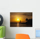 Hawaii, Maui, Makena, A silhouette of a sailboat at sunset Wall Mural