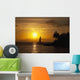Hawaii, Maui, Makena, A silhouette of a sailboat at sunset Wall Mural