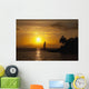 Hawaii, Maui, Makena, A silhouette of a sailboat at sunset Wall Mural
