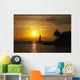 Hawaii, Maui, Makena, A silhouette of a sailboat at sunset Wall Mural