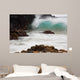 Hawaii, Maui, Makena, An ocean wave crashes among a lava coast Wall Mural